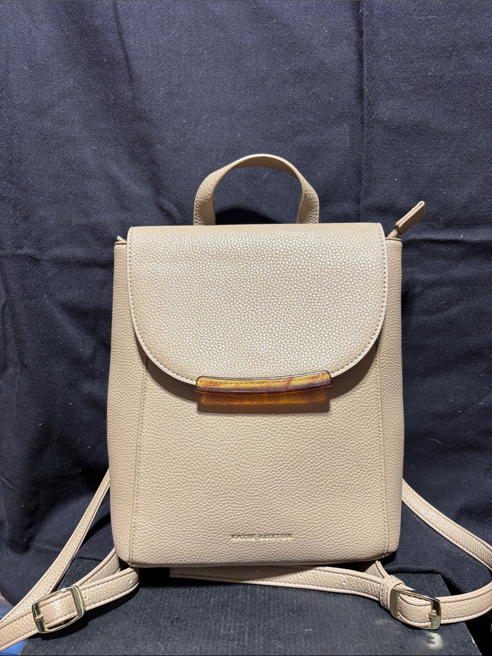 Pebbled Cream Women's Tortoiseshell Dani Backpack with Amber Accent
